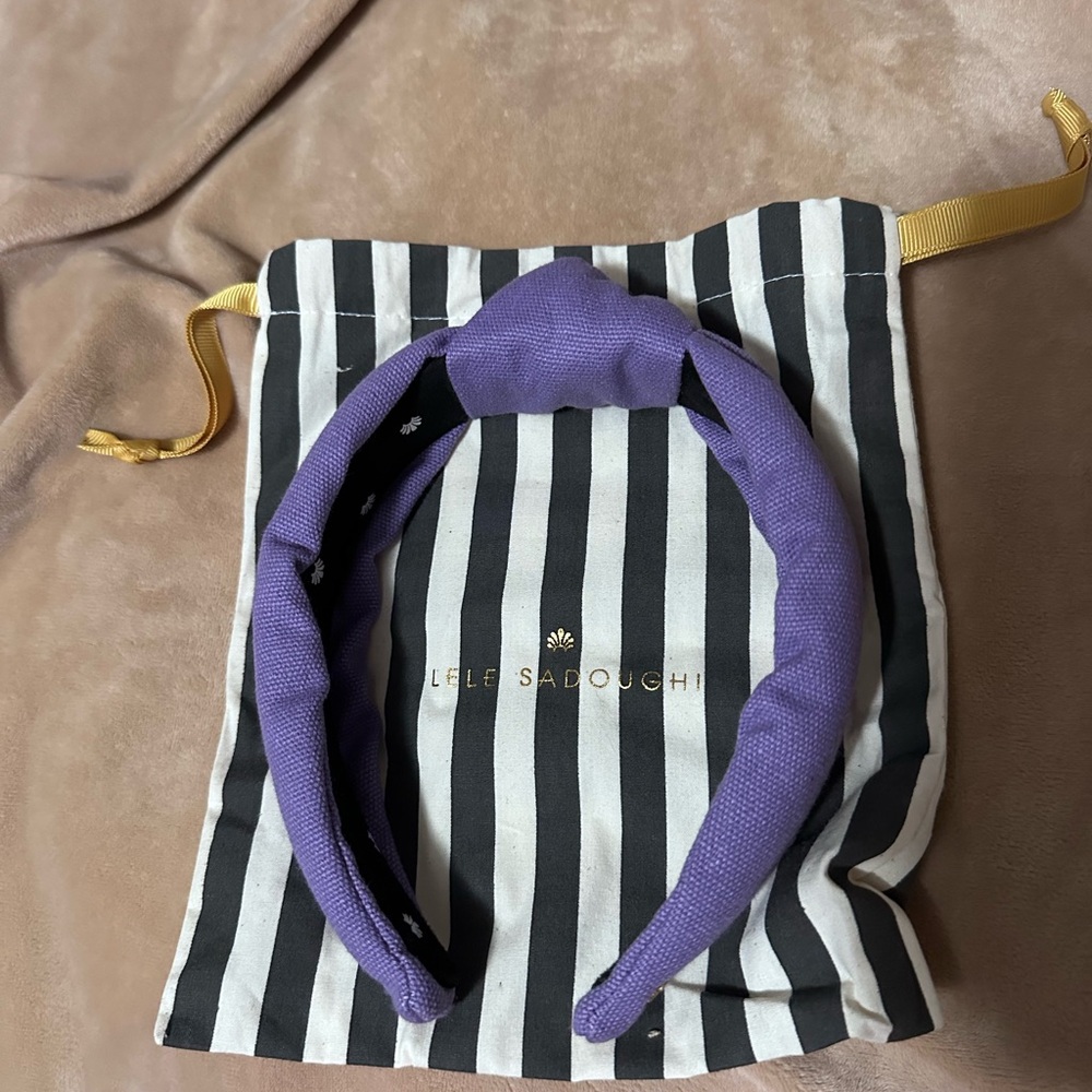 Lele Sadoughi set of 2 Knotted Headbands - Lavender cotton & Cream velour